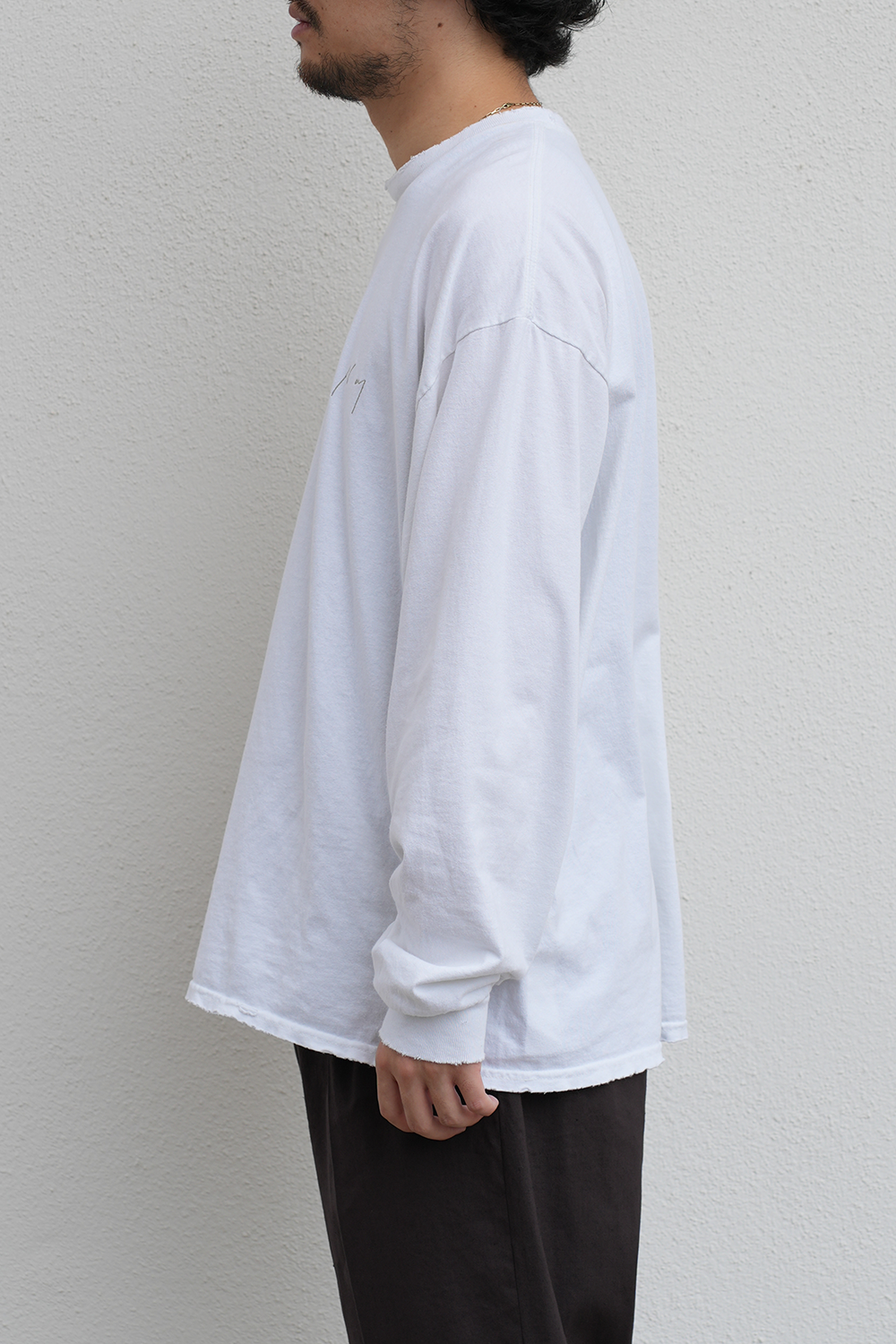 EMBROIDERY DYED LS T-SHIRT(WHITE)