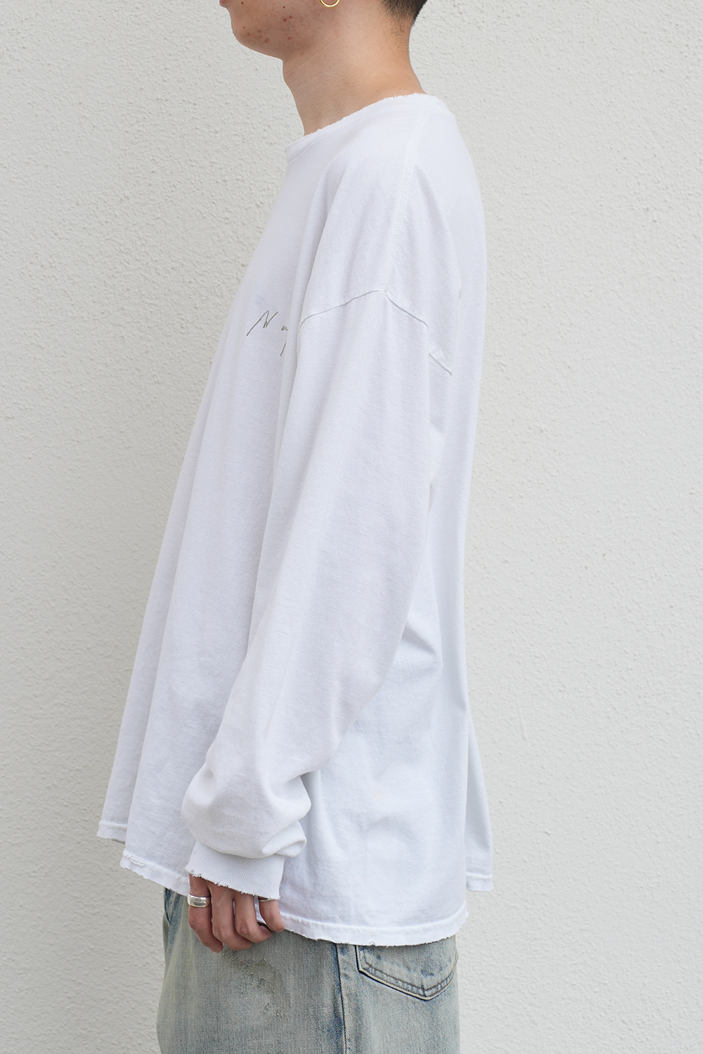 EMBROIDERY DYED LS T-SHIRT(WHITE)