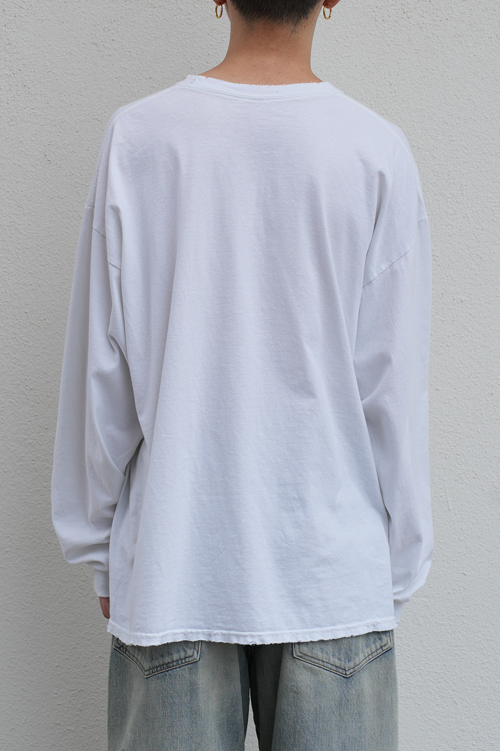 EMBROIDERY DYED LS T-SHIRT(WHITE)