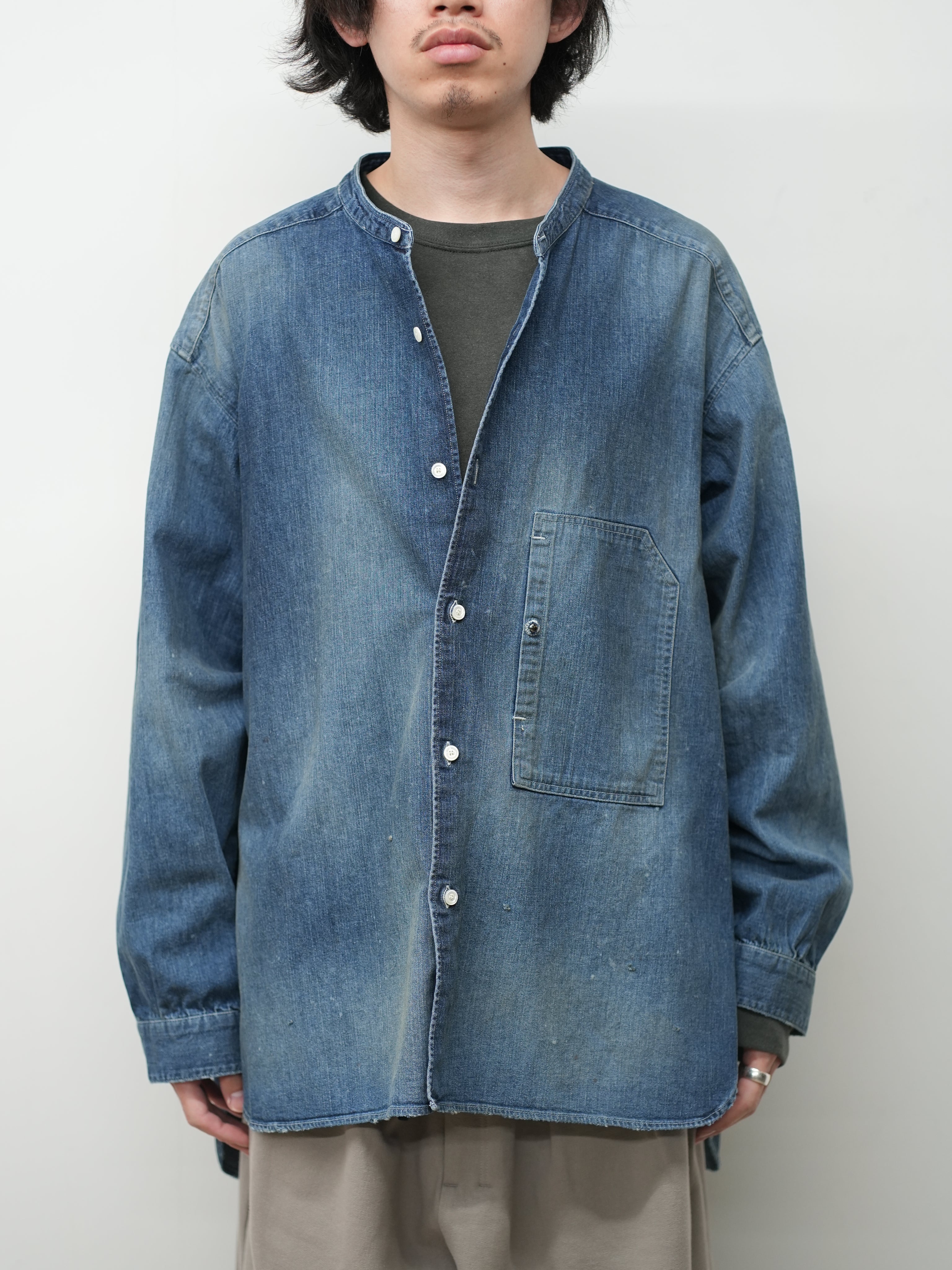 DENIM BAND COLLAR SHIRT(INDIGO)