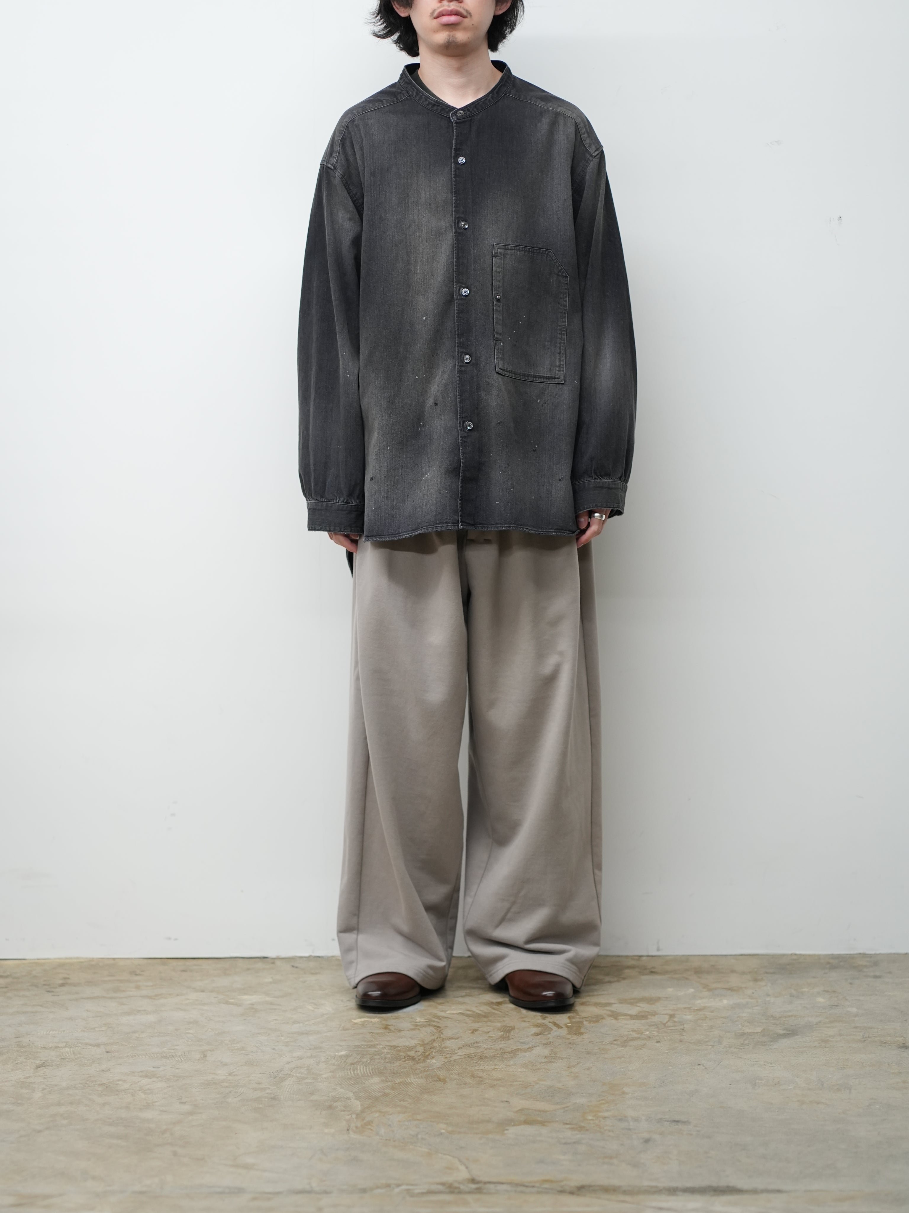 DENIM BAND COLLAR SHIRT(BLACK)