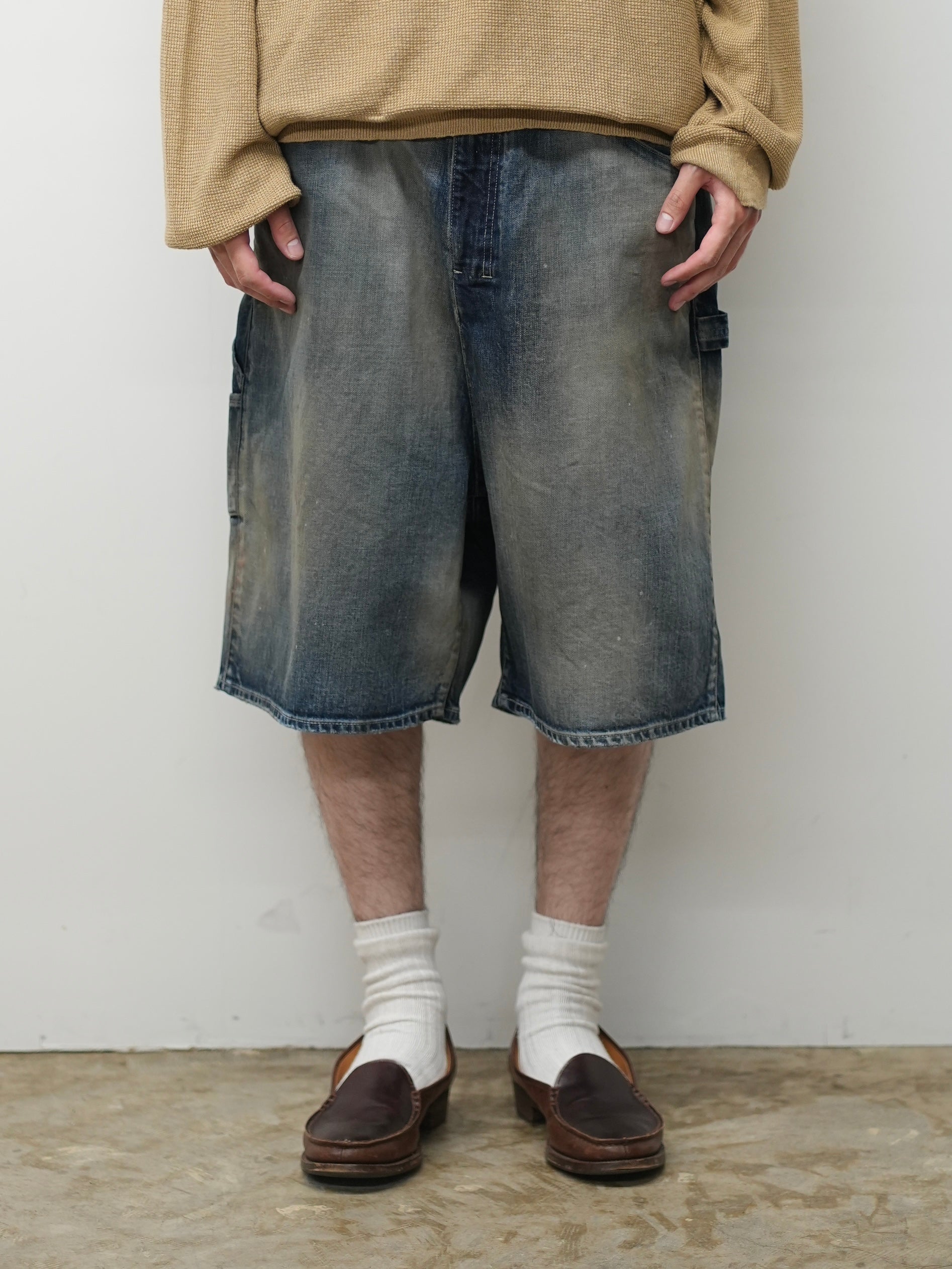 DENIM PAINTER SHORTS(INDIGO)