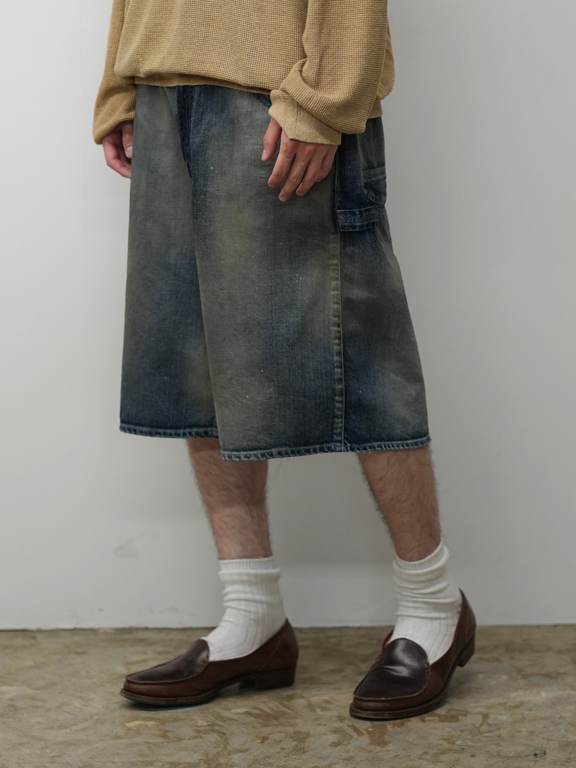 DENIM PAINTER SHORTS(INDIGO)