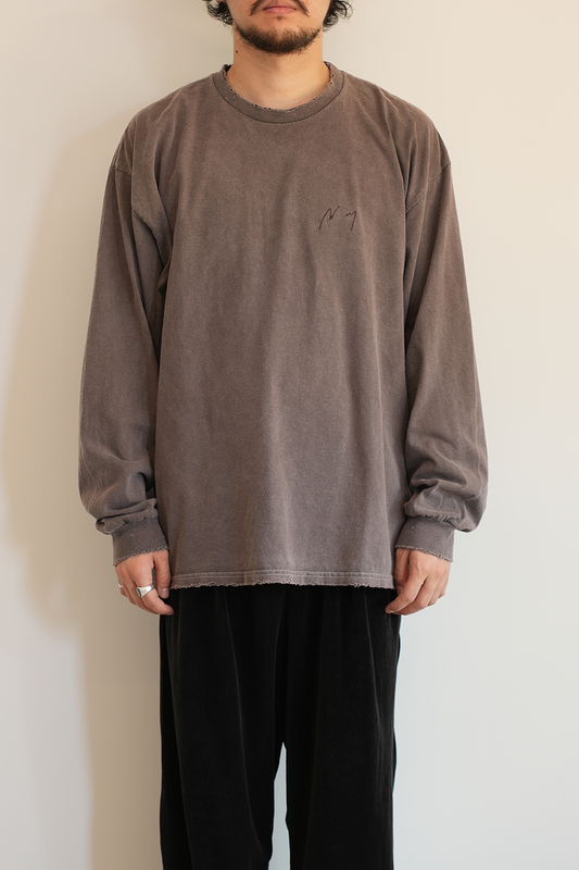 [ ANCELLM/exclusive ] TC AGING LS T-SHIRT(BROWN)