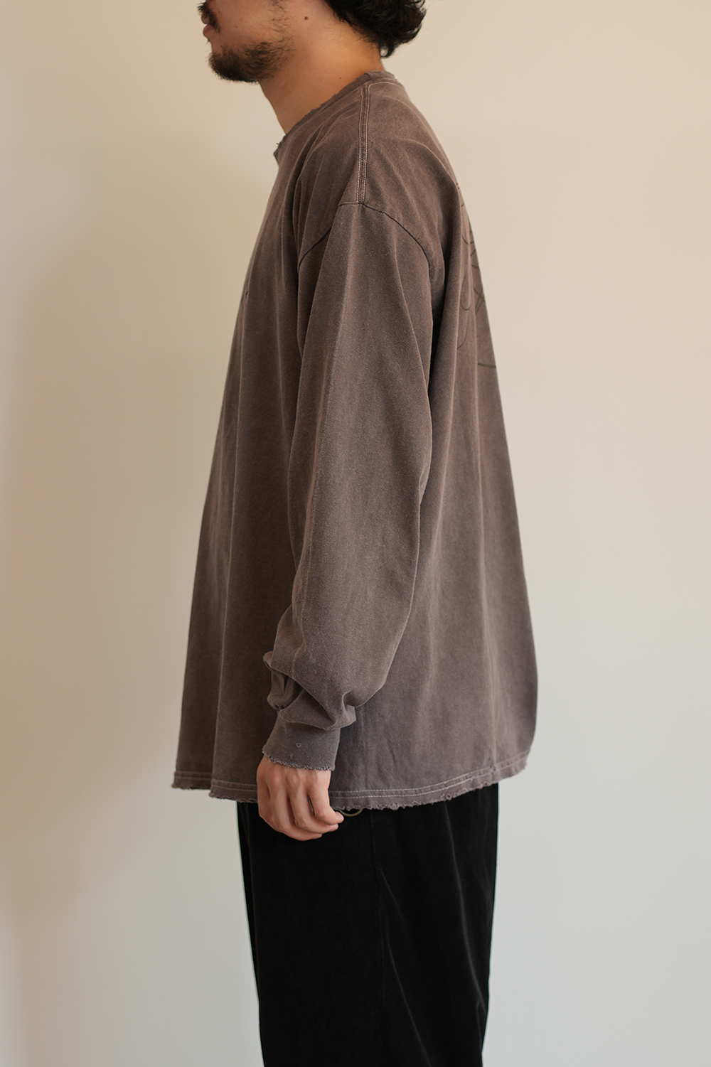 [ ANCELLM/exclusive ] TC AGING LS T-SHIRT(BROWN)