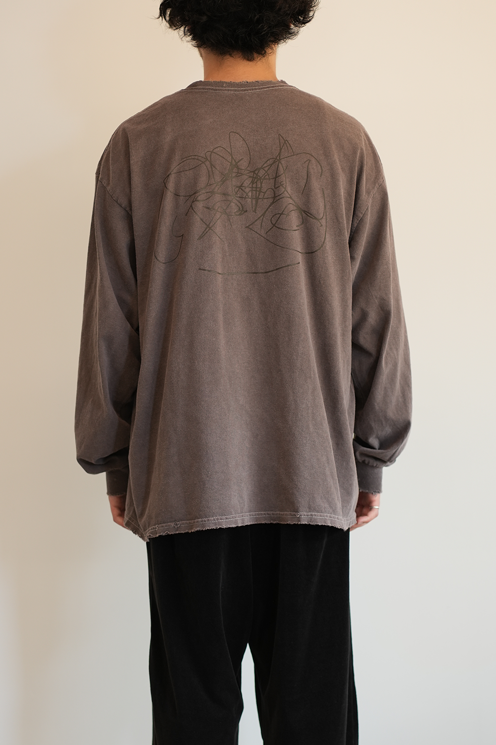 [ ANCELLM/exclusive ] TC AGING LS T-SHIRT(BROWN)