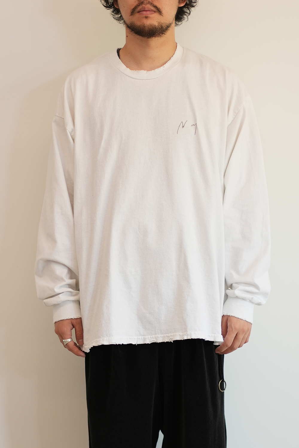 [ ANCELLM/exclusive ] TC AGING LS T-SHIRT(OFF WHITE)