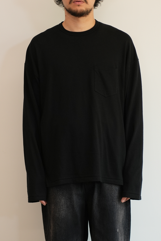 C/R OVER CREWNECK LS T-SHIRT(BLACK)