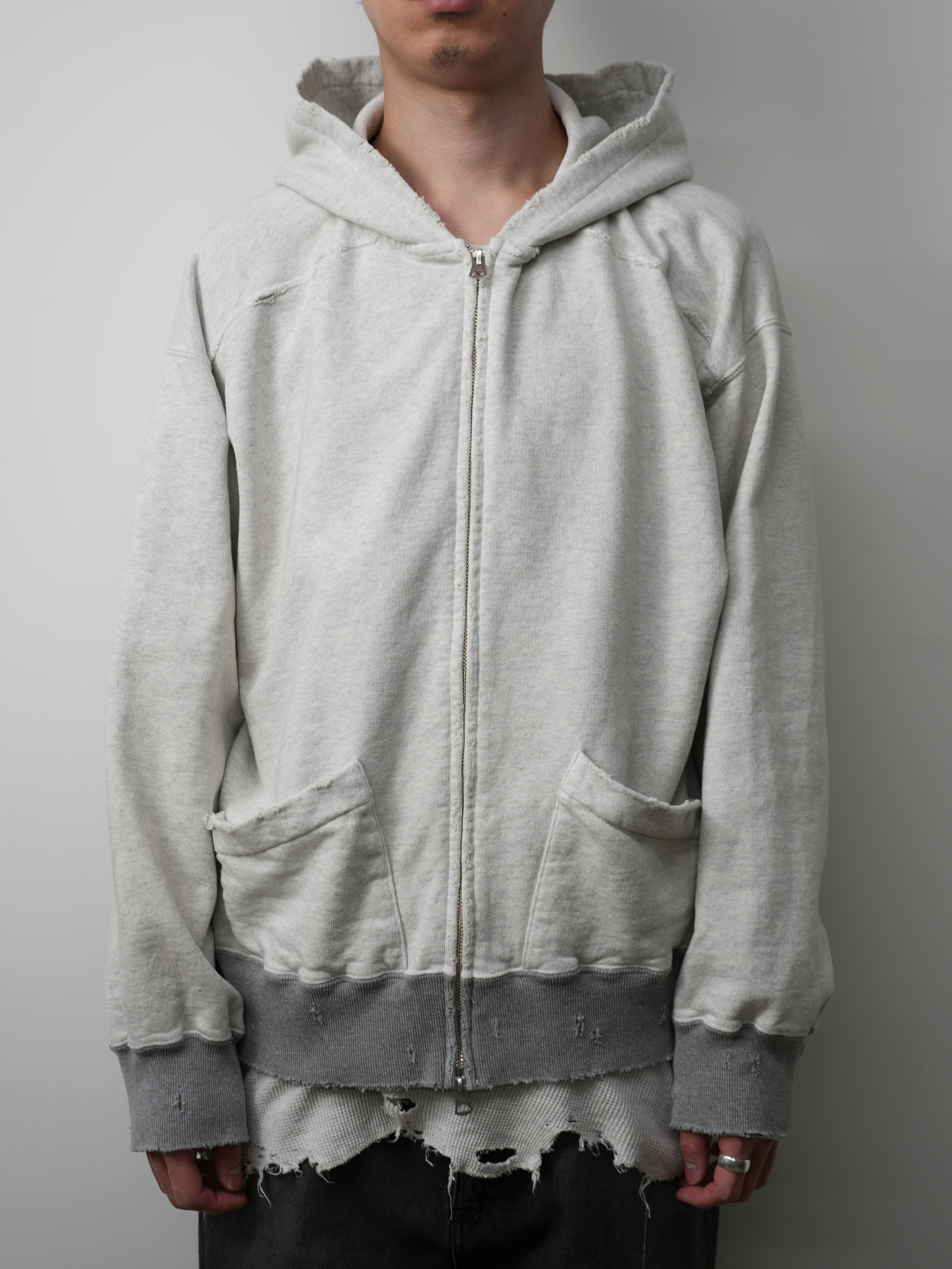 ZIPUP HOODIE(HEATHER WHITE)