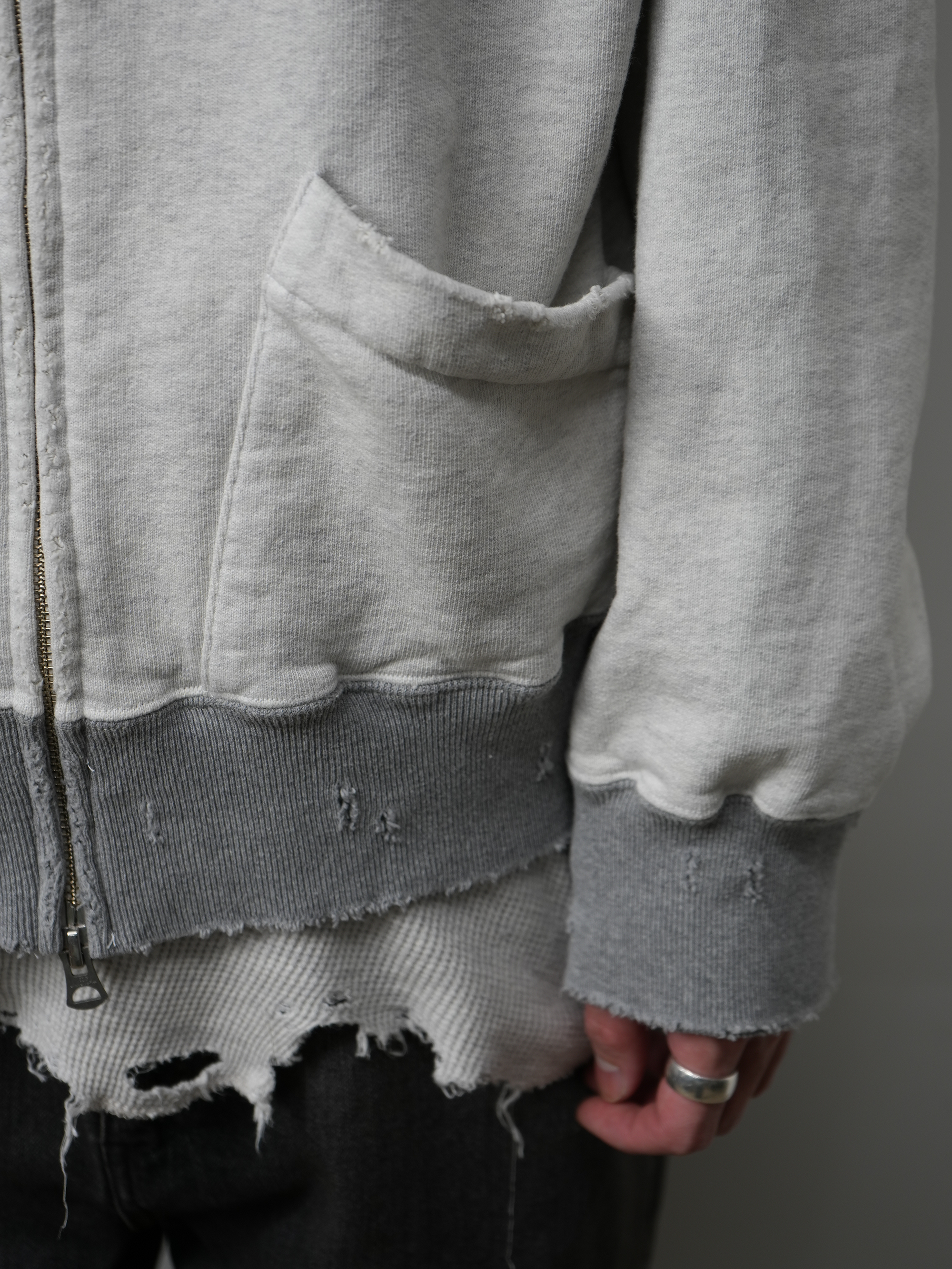 ZIPUP HOODIE(HEATHER WHITE)