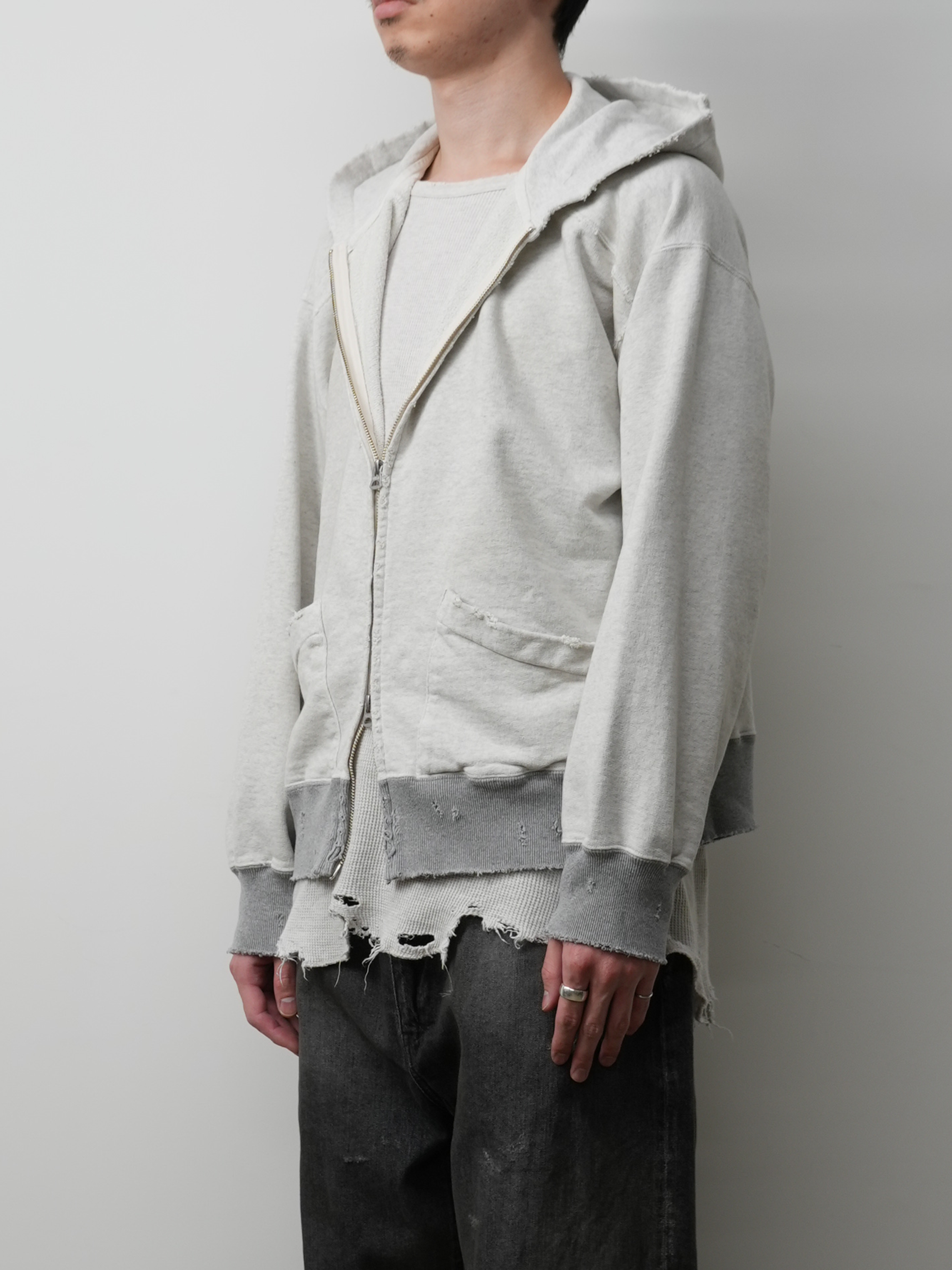 ZIPUP HOODIE(HEATHER WHITE)