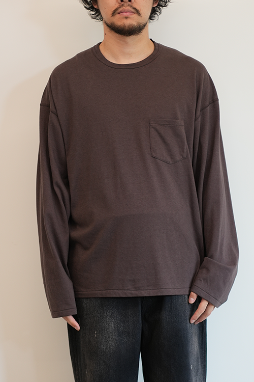 C/R OVER CREWNECK LS T-SHIRT(BROWN)