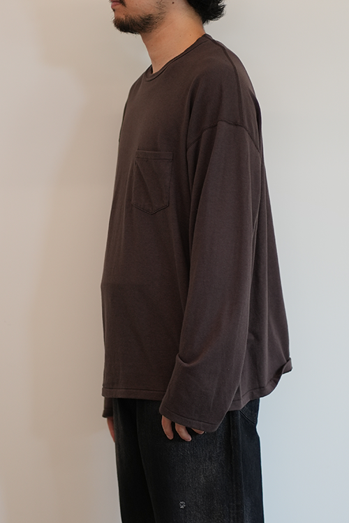 C/R OVER CREWNECK LS T-SHIRT(BROWN)