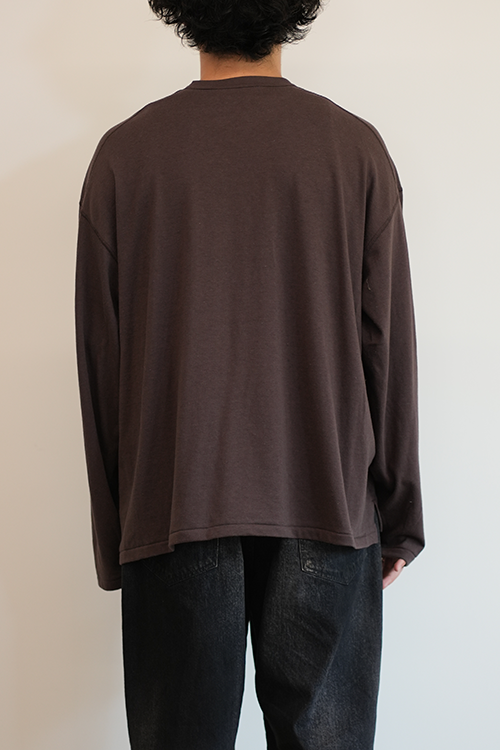 C/R OVER CREWNECK LS T-SHIRT(BROWN)