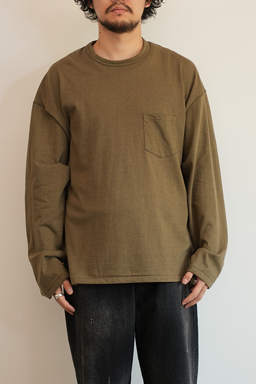 C/R OVER CREWNECK LS T-SHIRT(OLIVE)