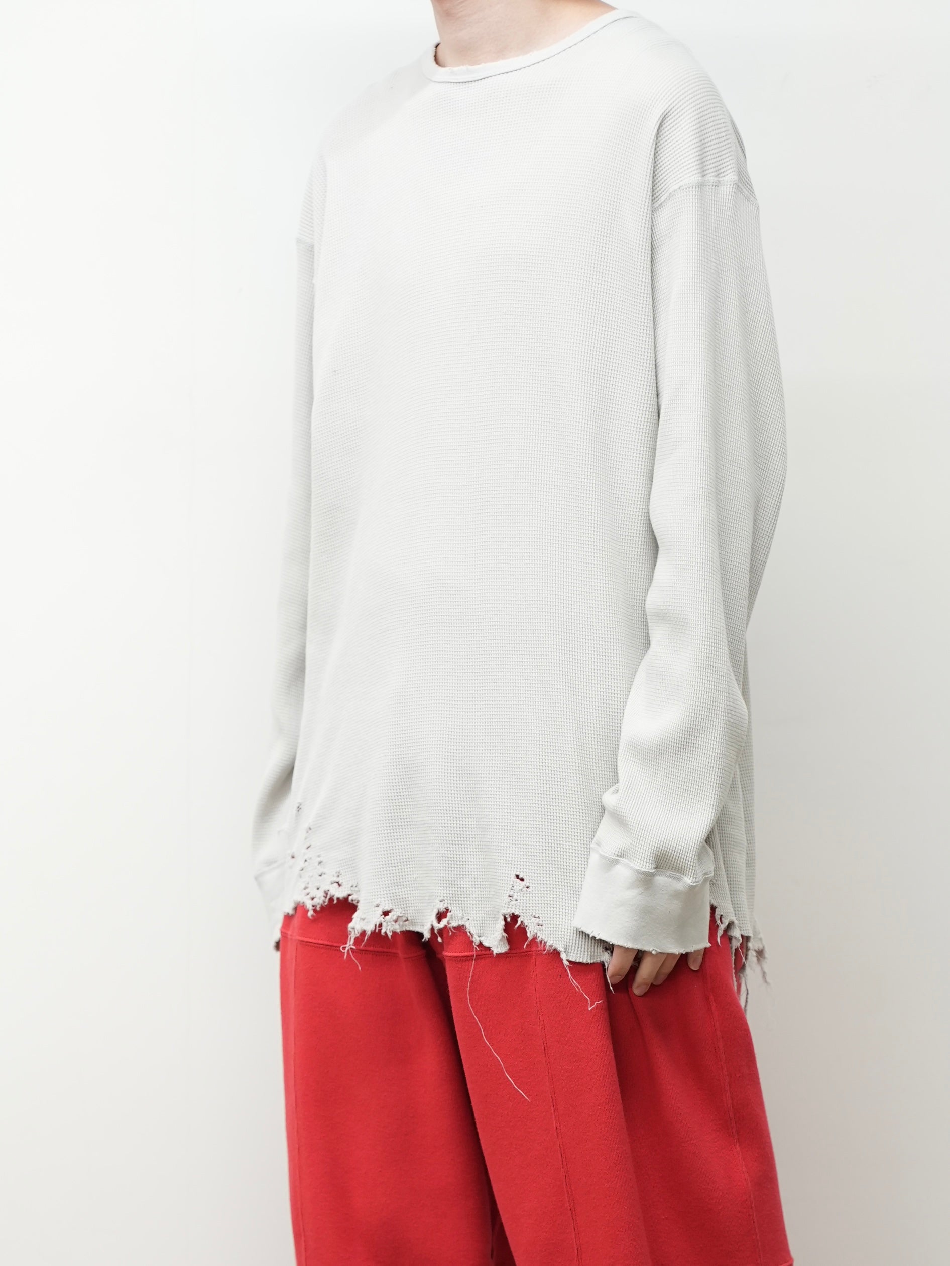 DAMAGE WAFFLE CREW LS(GREIGE)