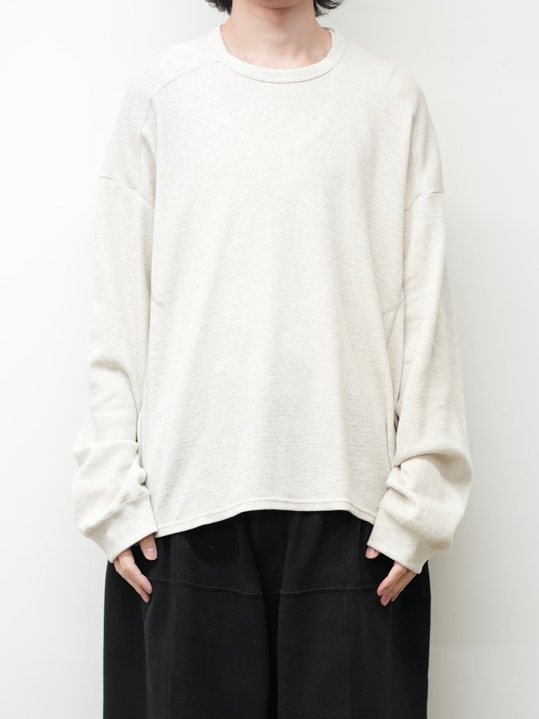 トップス ANCELLM WAFFLE CREWNECK LS HEATHER WHITE WAFFLE CREW NECK LS(HEATHER WHITE)