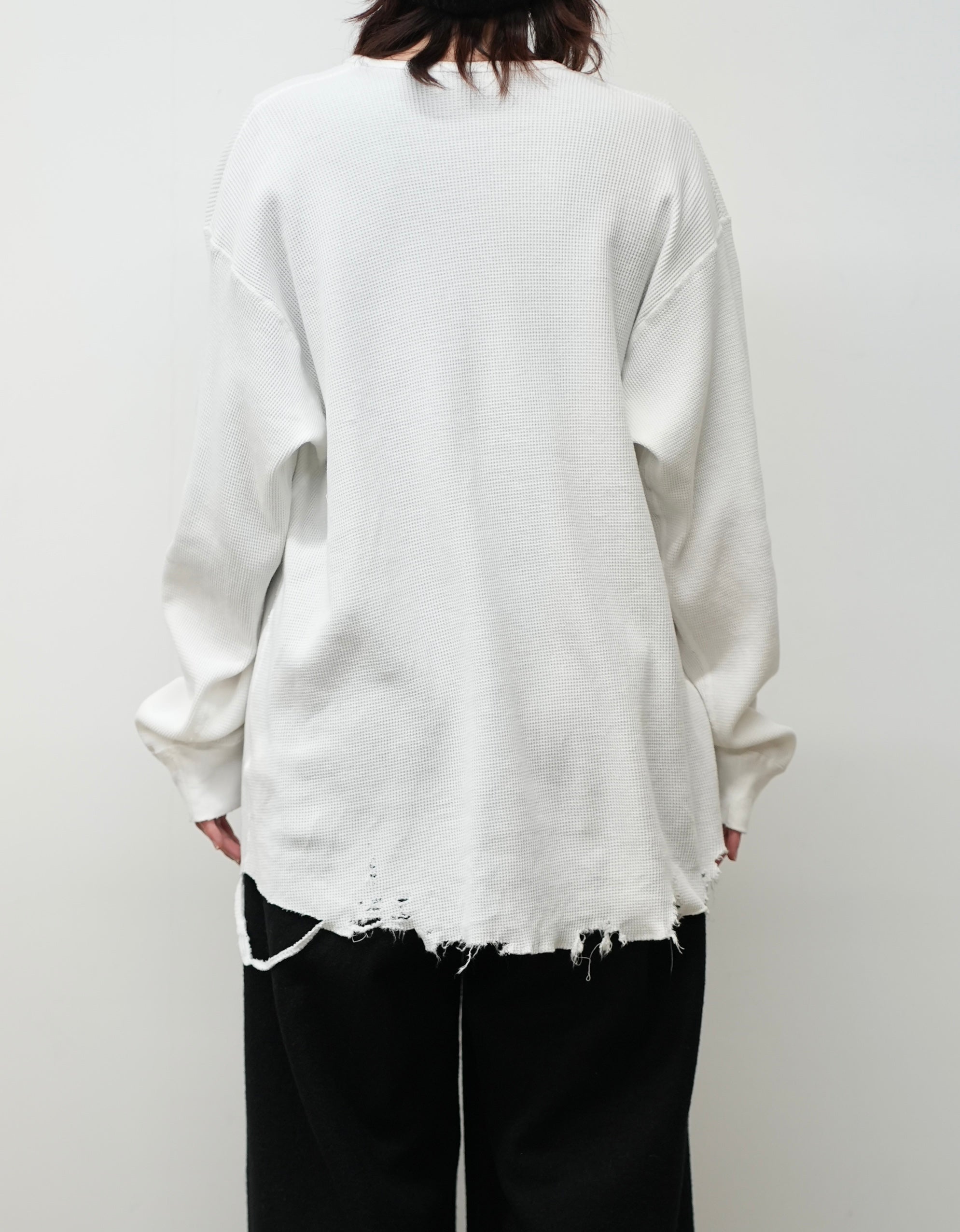 ancellm DAMAGE WAFFLE CREW LS ホワイト 1 DAMAGE WAFFLE CREW LS(WHITE)