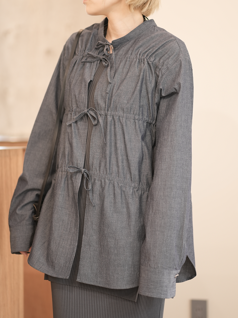 Organic Cotton Drawstring Shirt(Charcoal)