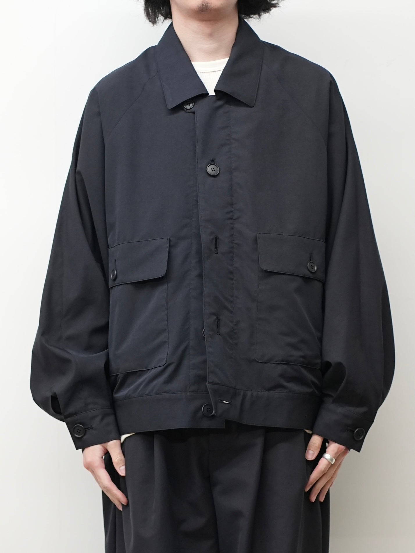 SMOOTH TAFTA DOLMAN JACKET(BLACK)