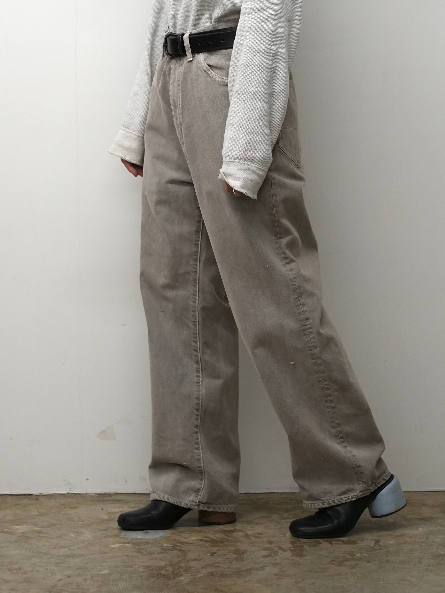 AGING MIDDLE STRAIGHT 5P DENIM PANTS(GRAY)