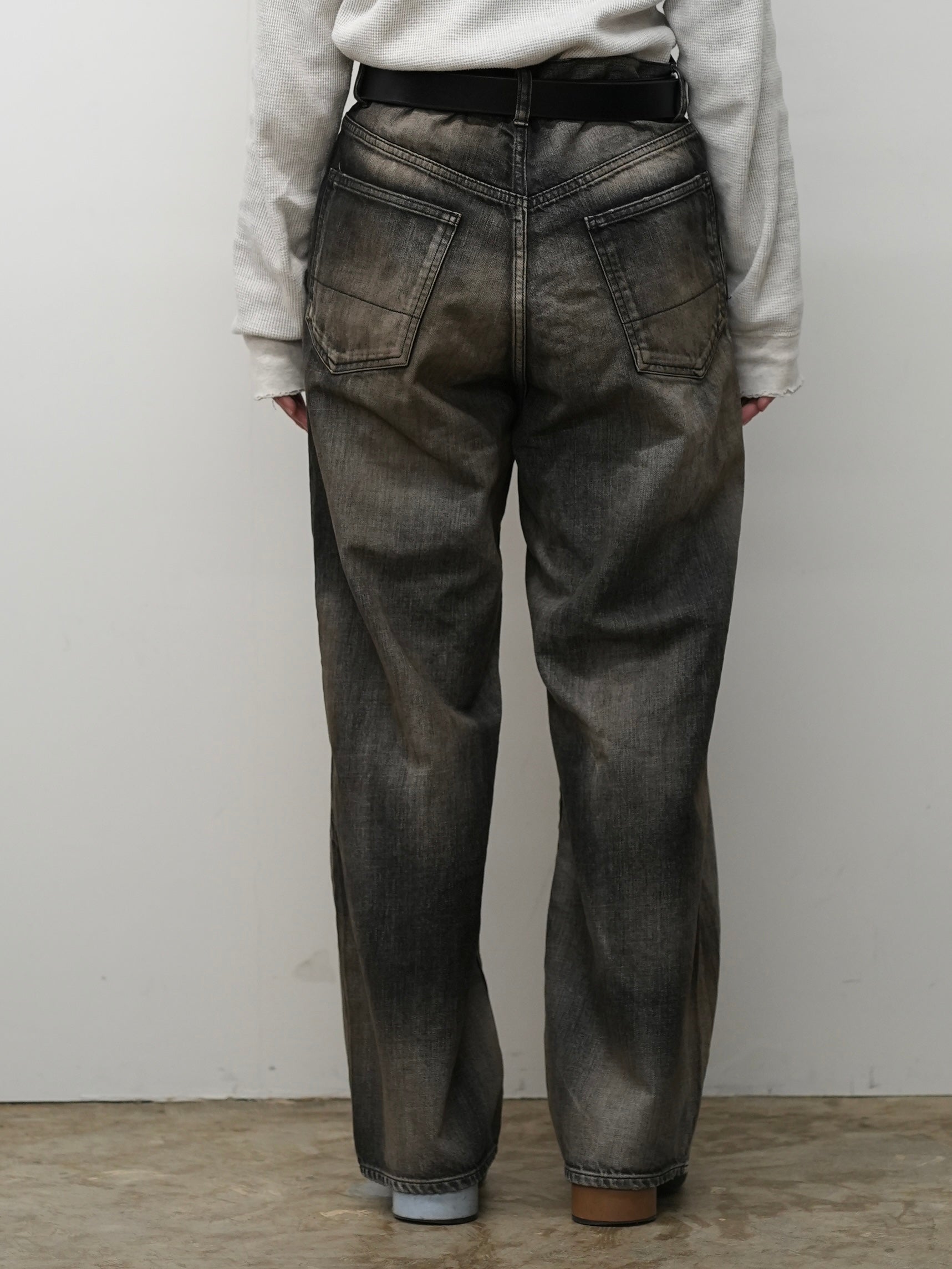 AGING MIDDLE STRAIGHT 5P DENIM PANTS(BLACK)