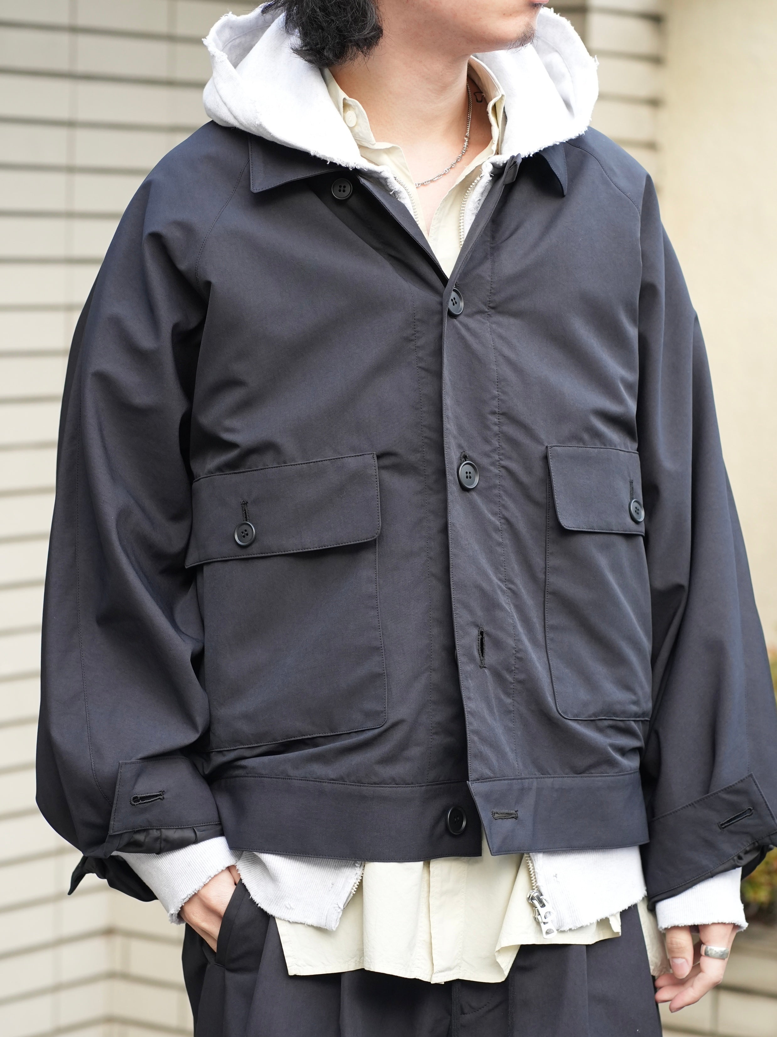 SMOOTH TAFTA DOLMAN JACKET(BLACK)