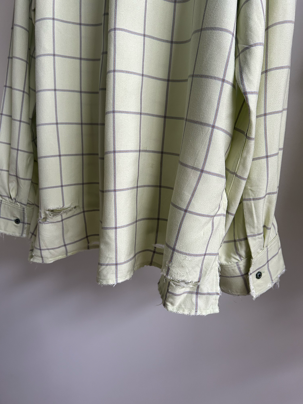 RAYON CHECK CRASH LS SHIRT(MINT)