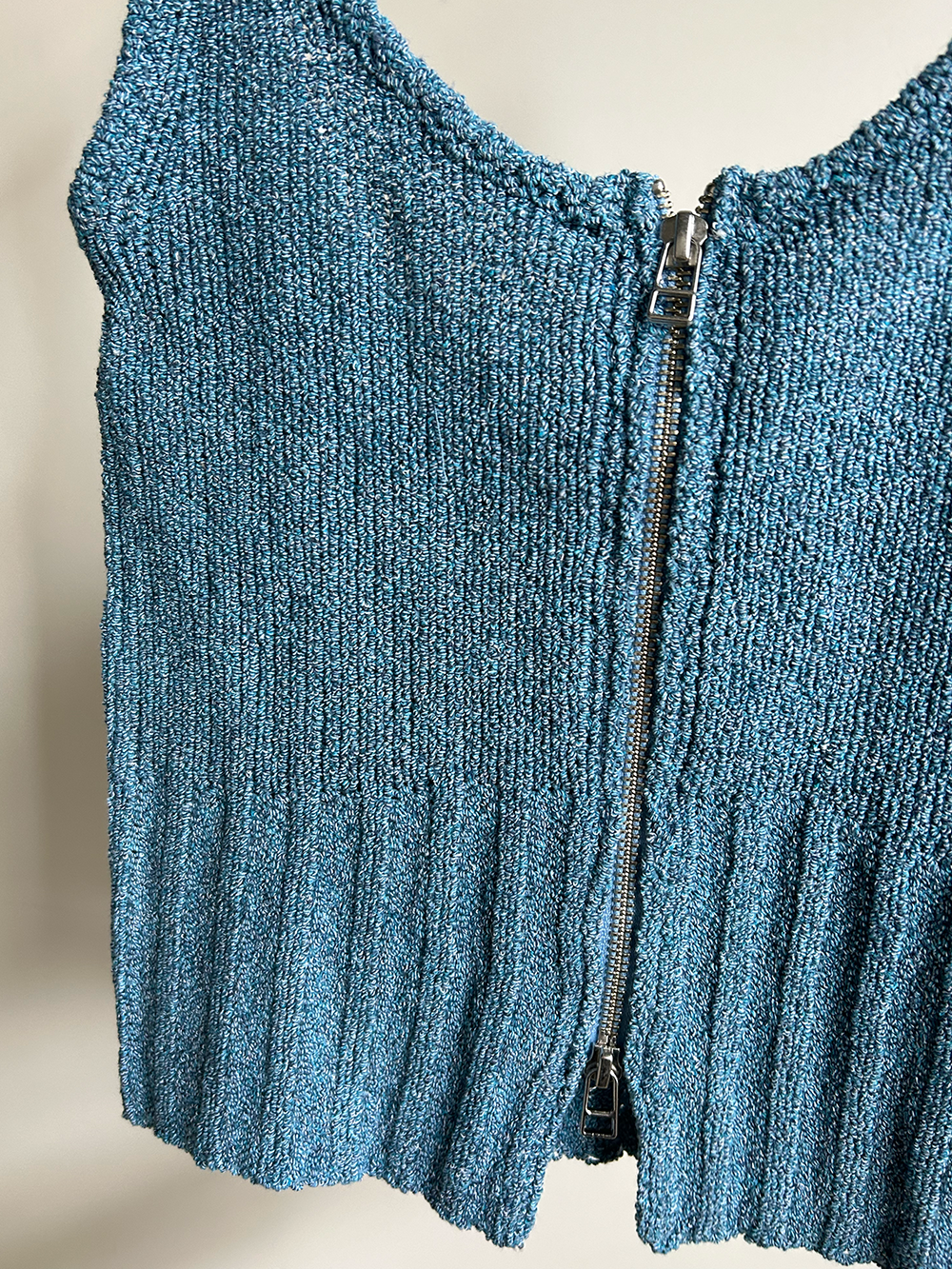 Italian Mix Loop Yarn Knit Bustir(Blue)