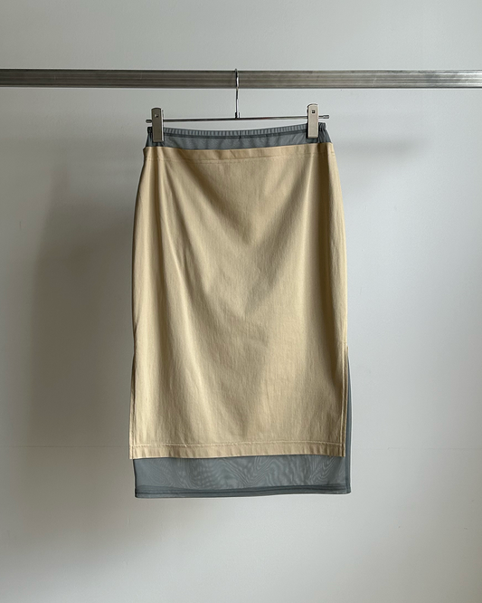 Sheer Layerd Midi Skirt(Sand)