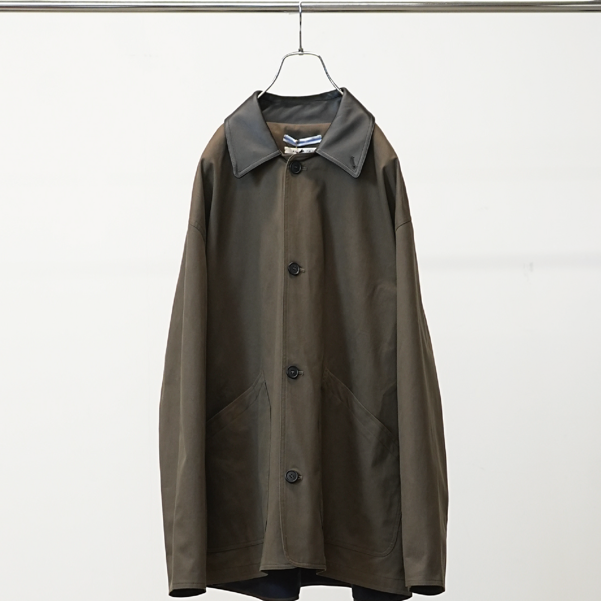 OVERSIZED BLOUSON WITH LEATHER COLLAR