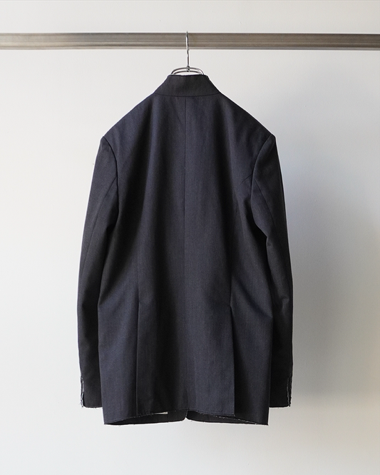 Wool Twill Unhemmed Tailored Jacket(Charcoal)