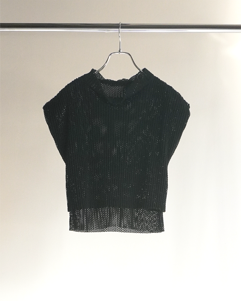 [40%OFF]LAYER PULLOVER/Knitlike Lace Pleats(BLACK)