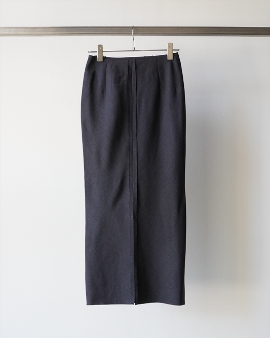 Wool Twill Unhemmed Long Skirt(Charcoal)