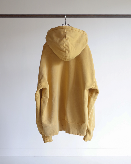 DYED DAMAGE HOODIE(MUSTARD)