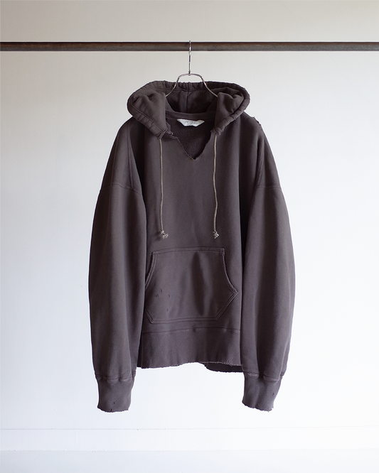 DYED DAMAGE HOODIE(F.BLACK)