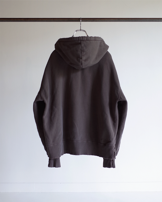 DYED DAMAGE HOODIE(F.BLACK)