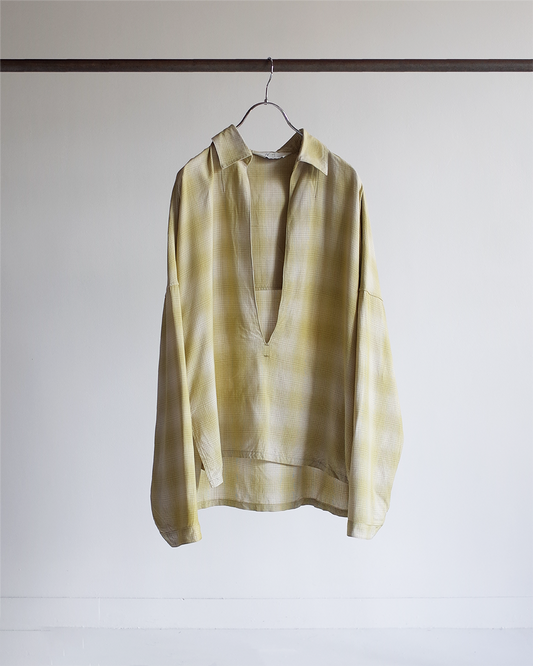 OMBRE CHECK PULLOVER SHIRT(YELLOW)