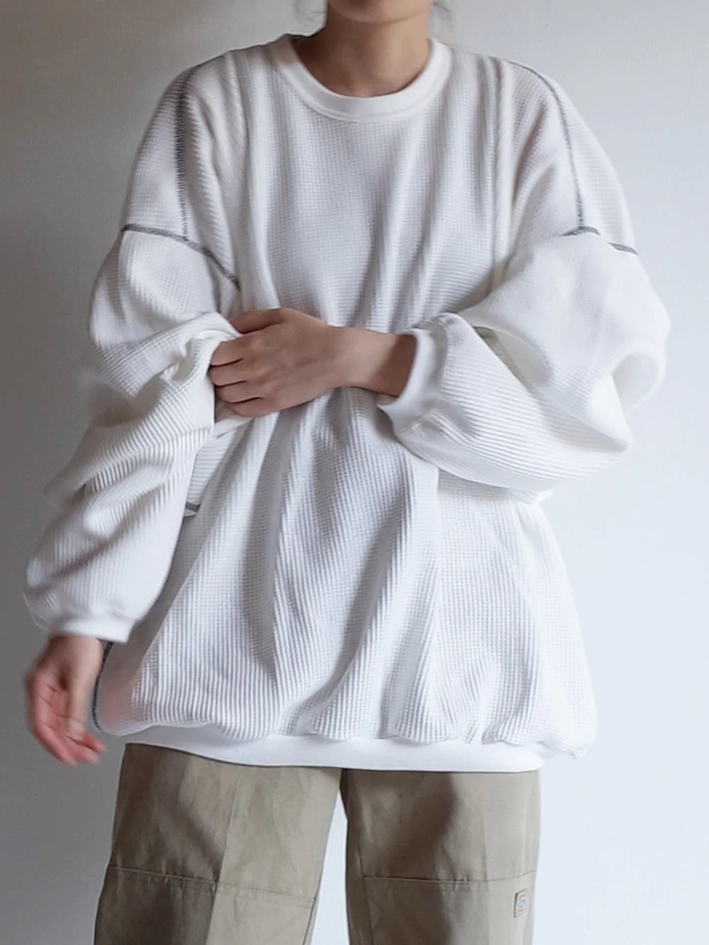 [30%OFF] WAFFLE OVERSIZED LS(WHITE)