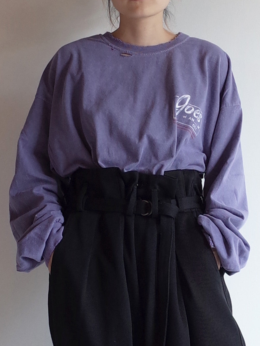[ANCELLM/exclusive] GOES AGING LS T-SHIRT(PURPLE)