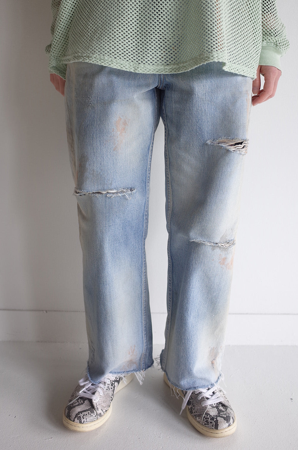 DAMAGE SELVEDGE DENIM STRAIGHT 5P PANTS