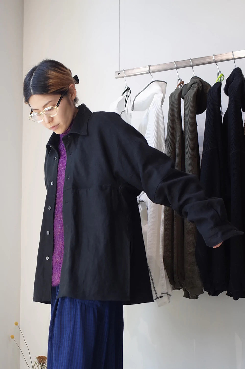 [30%OFF] LINENSUEDE KIMONO SHIRT(BLACK)